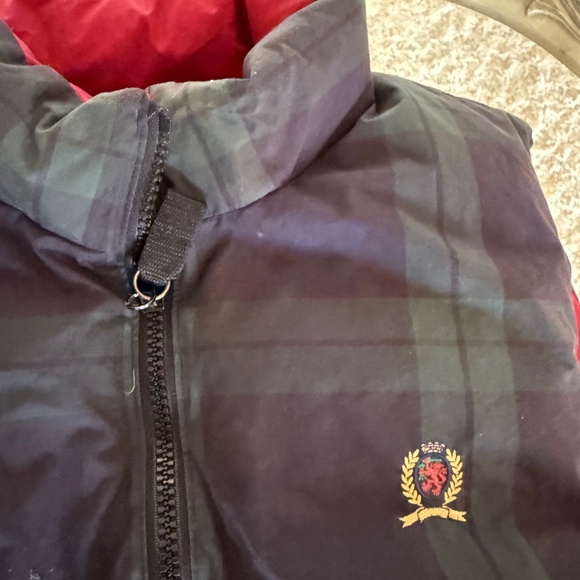 VTG 90s Tommy Hilfiger Reversible Puffer Vest M Crest Tartan Plaid Down Mens - Picture 5 of 15